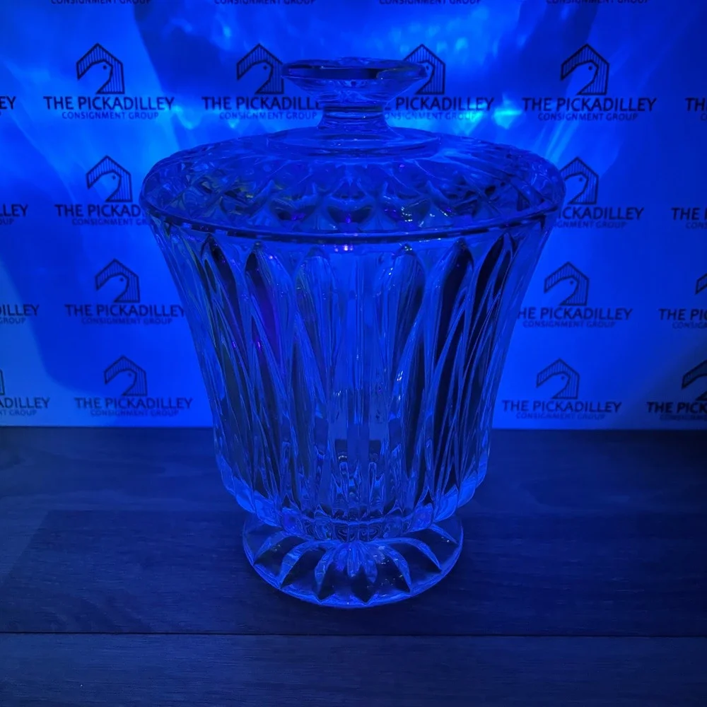 24% Lead Crystal Biscuit Jar W/Lid Ice Bucket By Block 8.5in Tall